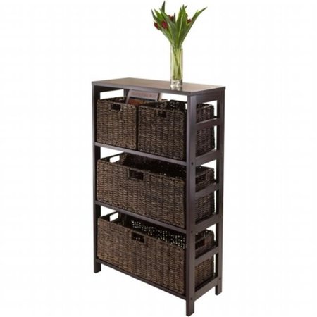 WINSOME TRADING Winsome Trading 92533 Granville 5pc Storage Shelf with 2 Large and 2 Small Foldable Baskets  Espresso 92533
